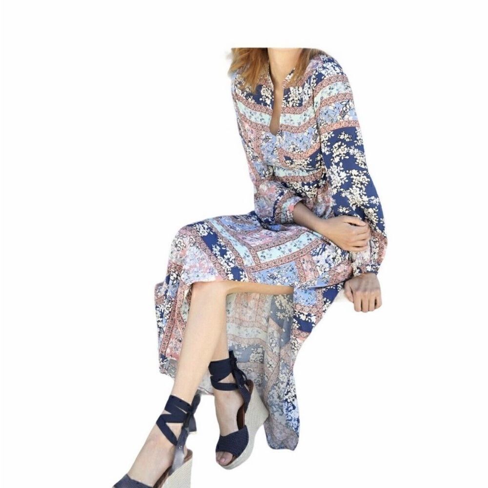 ModCloth Bohemian Dream Maxi Dress Blue Mixed Medium
